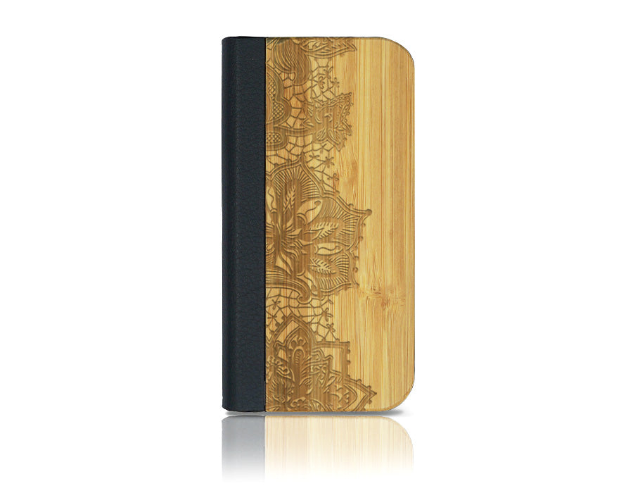 Étui à rabat pour iPhone 13 Mini fleurs ornées